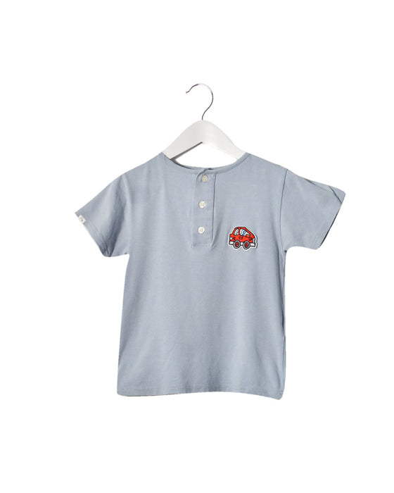A Blue Short Sleeve T Shirts from Twopluso in size 10Y for neutral. (Front View)