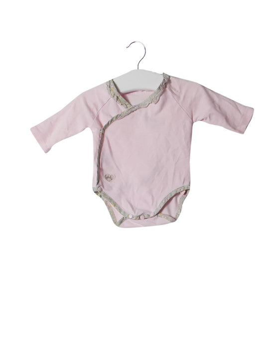 A Pink Long Sleeve Bodysuits from Chateau de Sable in size 0-3M for girl. (Back View)