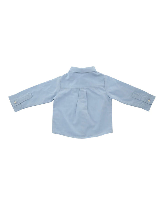 A Blue Shirts from Hunter + Boo in size 6-12M for boy. (Front View)