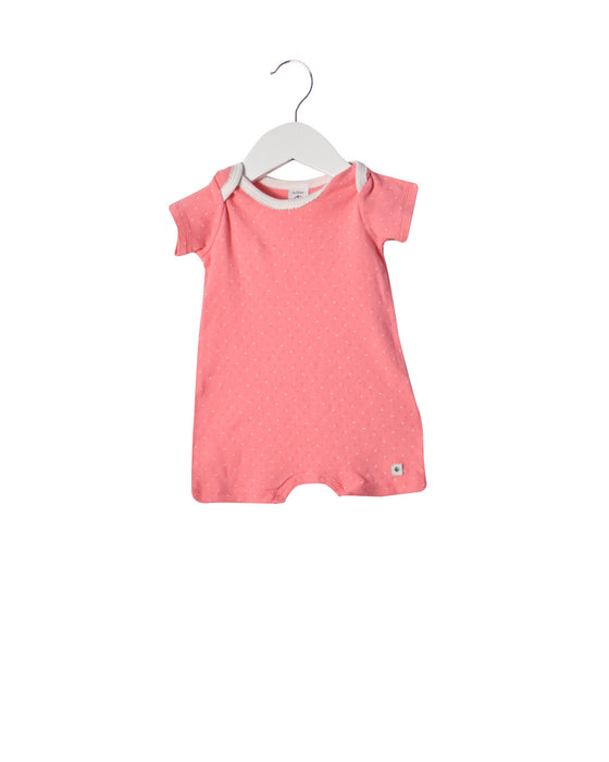 A Pink Short Sleeve Rompers from Petit Bateau in size 0-3M for girl. (Back View)