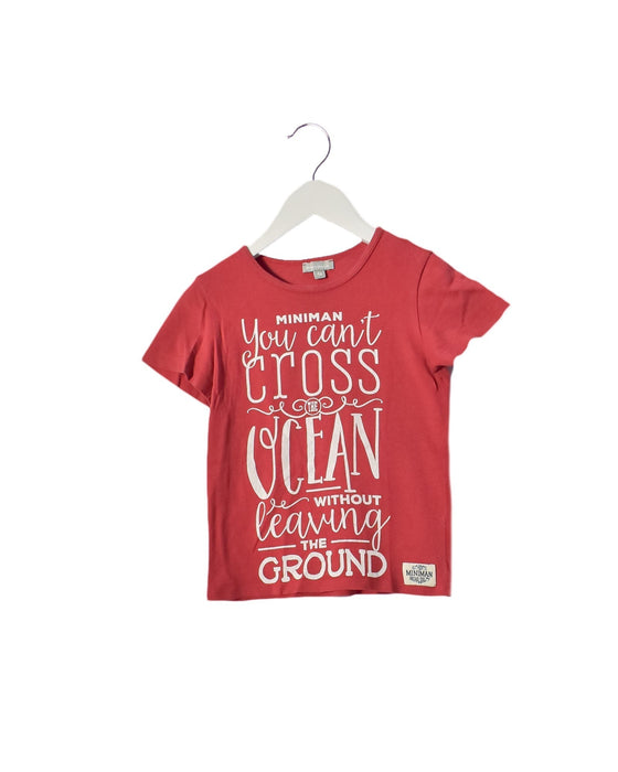 A Red Short Sleeve T Shirts from Miniman in size 4T for boy. (Front View)