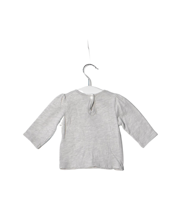 A Grey Long Sleeve Tops from Petit Bateau in size 0-3M for girl. (Front View)