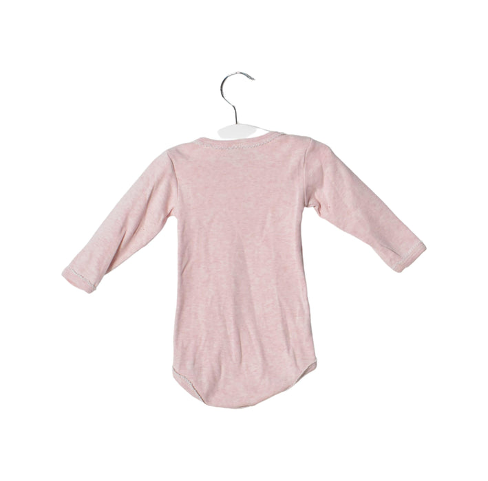 A Pink Long Sleeve Bodysuits from Petit Bateau in size 3-6M for girl. (Front View)