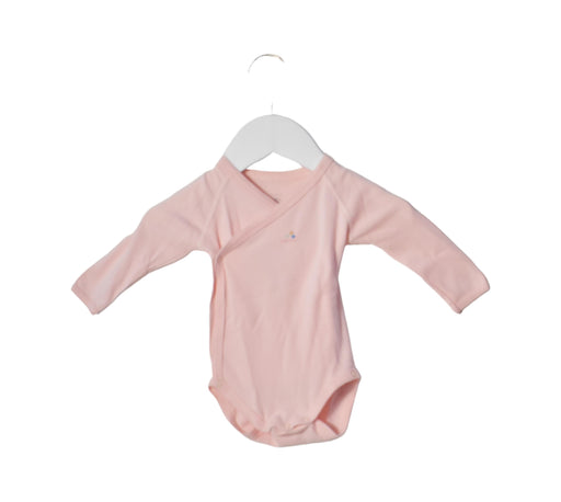 A Pink Long Sleeve Bodysuits from Petit Bateau in size 3-6M for girl. (Front View)