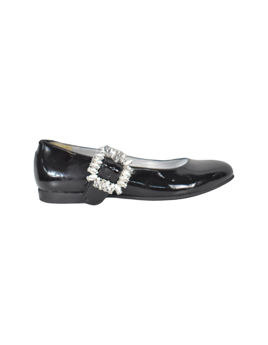 A Black Flats from Simonetta in size 5T for girl. (Front View)