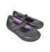 A Black Flats from Geox in size 6T for girl. (Back View)