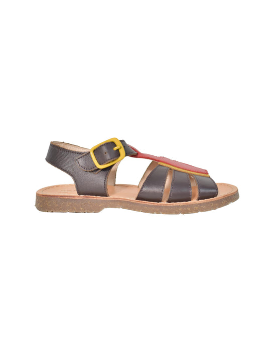 A Brown Sandals from We A Family in size 5T for girl. (Front View)