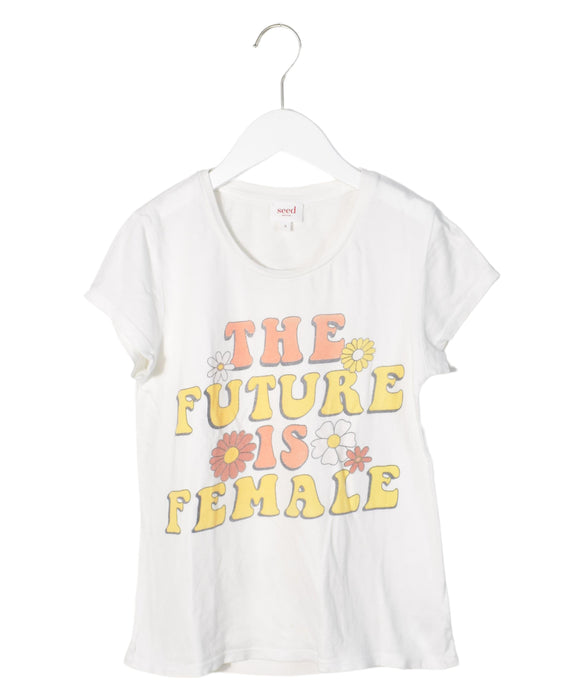 A White Short Sleeve T Shirts from Seed in size 9Y for girl. (Back View)
