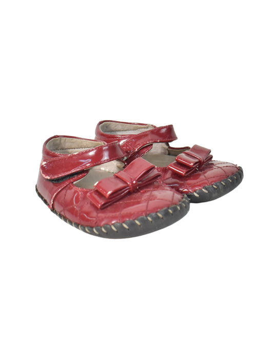 A Red Flats from Little Blue Lamb in size 18-24M for girl. (Back View)