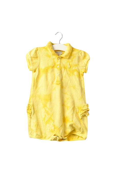 A Yellow Short Sleeve Rompers from Ralph Lauren in size 6-12M for girl. (Back View)