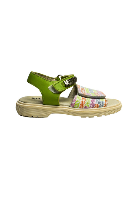 A Green Sandals from Moschino in size 4T for girl. (Back View)