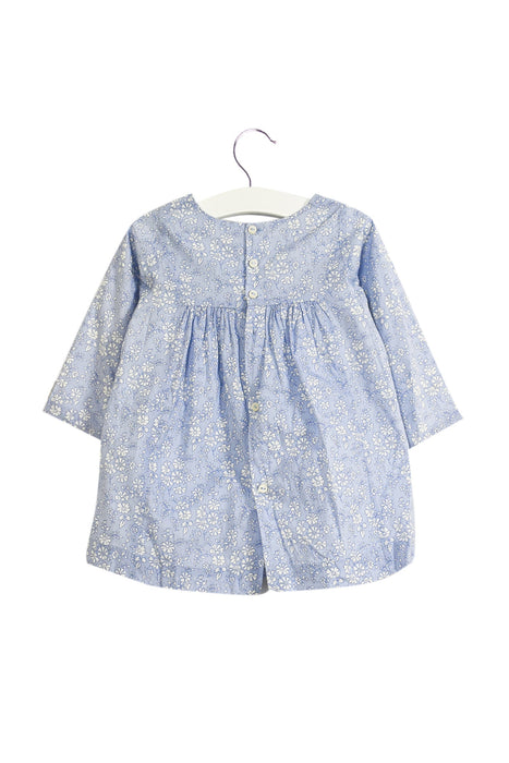 A Blue Long Sleeve Dresses from Jacadi in size 6-12M for girl. (Back View)