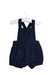 A Navy Overall Shorts from Jacadi in size 3-6M for girl. (Front View)