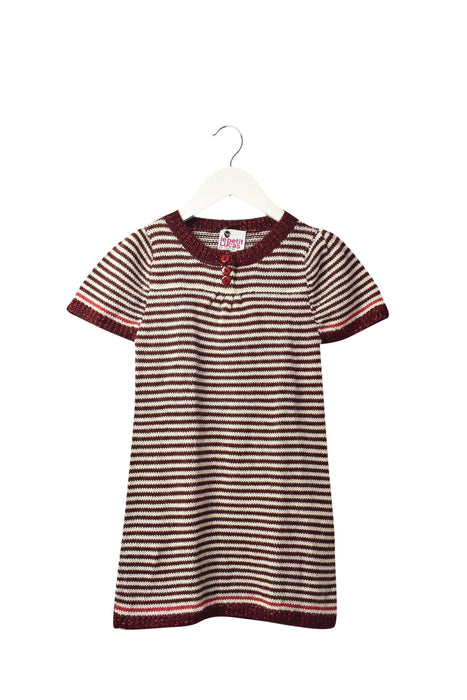 A Burgundy Sweater Dresses from Le Petit Lucas du Tertre in size 6T for girl. (Front View)