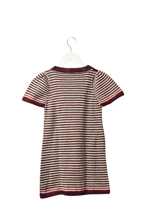 A Burgundy Sweater Dresses from Le Petit Lucas du Tertre in size 6T for girl. (Back View)
