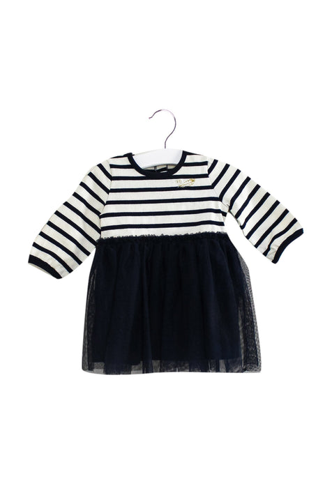 A Navy Long Sleeve Dresses from Petit Bateau in size 3-6M for girl. (Back View)
