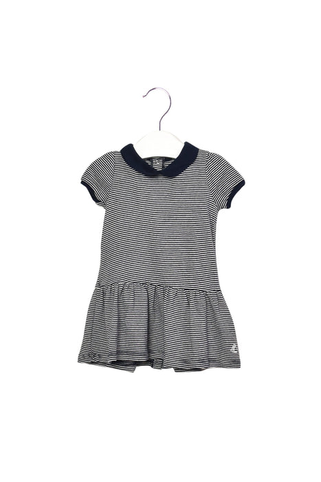 A Navy Short Sleeve Dresses from Petit Bateau in size 3-6M for girl. (Back View)