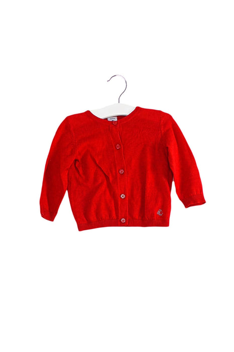 A Red Cardigans from Petit Bateau in size 6-12M for girl. (Back View)