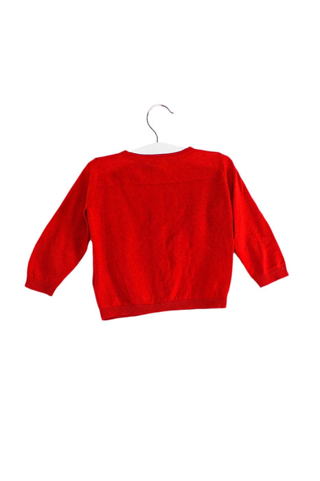 A Red Cardigans from Petit Bateau in size 6-12M for girl. (Front View)