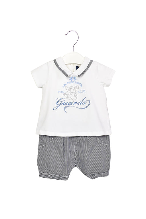 A Blue Short Sleeve Rompers from La Martina in size 3-6M for boy. (Back View)