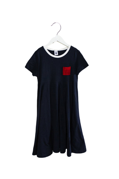 A Navy Short Sleeve Dresses from Petit Bateau in size 10Y for girl. (Back View)