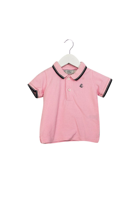 A Pink Short Sleeve Polos from Petit Bateau in size 6-12M for girl. (Front View)
