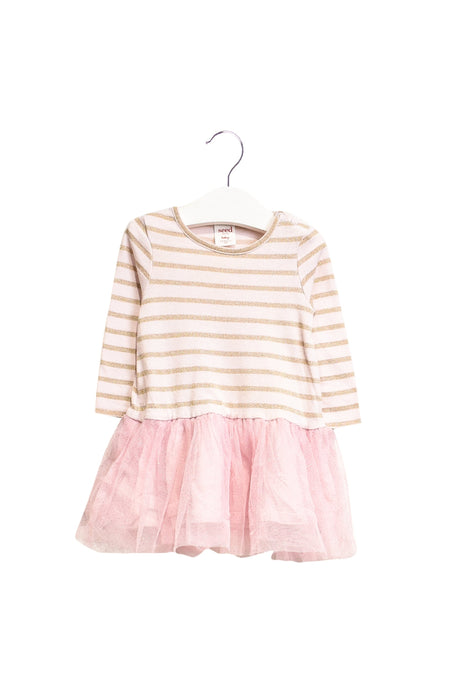 A Gold Sweater Dresses from Seed in size 3-6M for girl. (Front View)