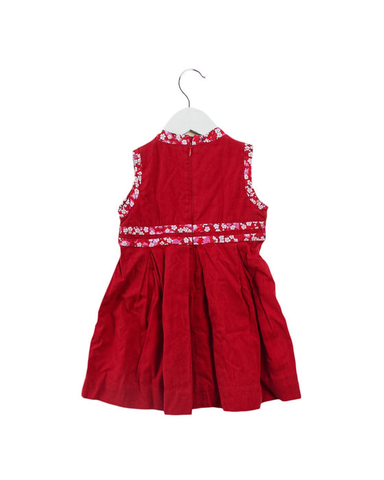 A Red Sleeveless Dresses from Château de Sable in size 12-18M for girl. (Back View)