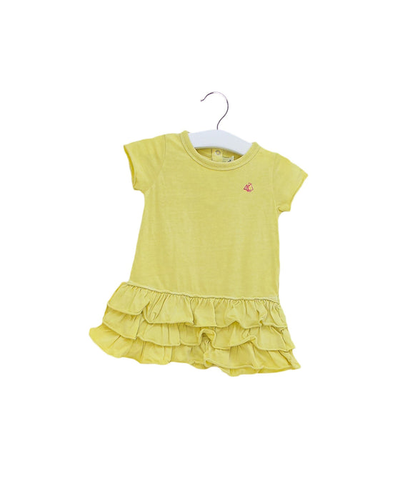 A Yellow Short Sleeve Dresses from Petit Bateau in size 3-6M for girl. (Back View)