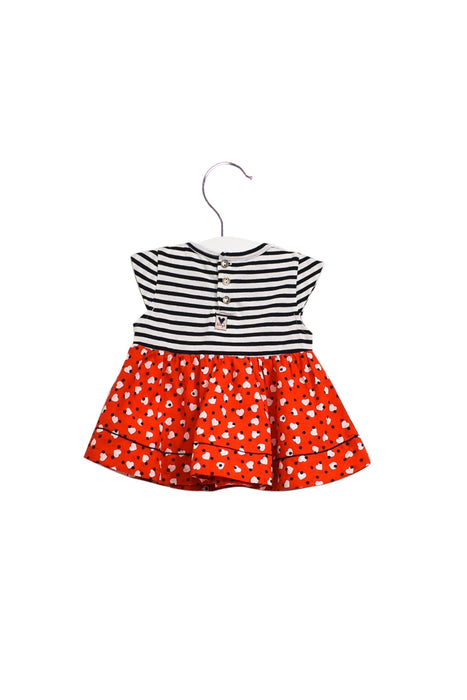 A Red Short Sleeve Dresses from Jean Bourget in size 3-6M for girl. (Back View)
