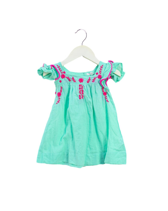 A Green Short Sleeve Dresses from Kidsagogo in size 6-12M for girl. (Back View)