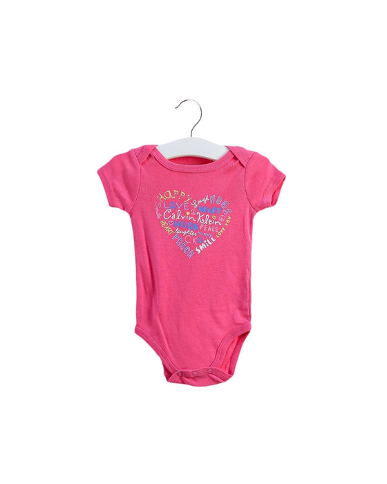 A Pink Short Sleeve Bodysuits from Calvin Klein in size 3-6M for girl. (Back View)