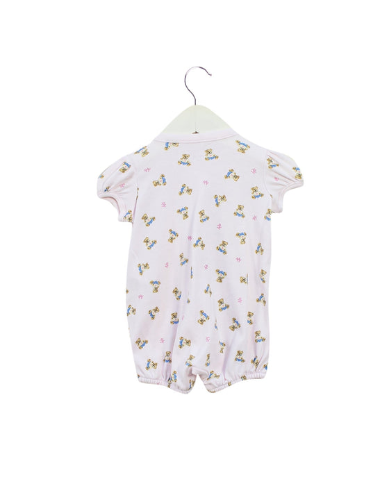 A Pink Short Sleeve Rompers from Ralph Lauren in size 0-3M for girl. (Back View)