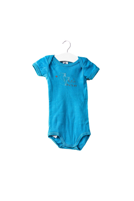 A Green Short Sleeve Bodysuits from Petit Bateau in size 3-6M for neutral. (Back View)
