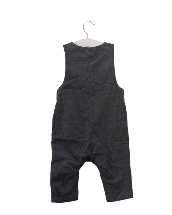 A Grey Long Overalls from Jacadi in size 3-6M for boy. (Back View)