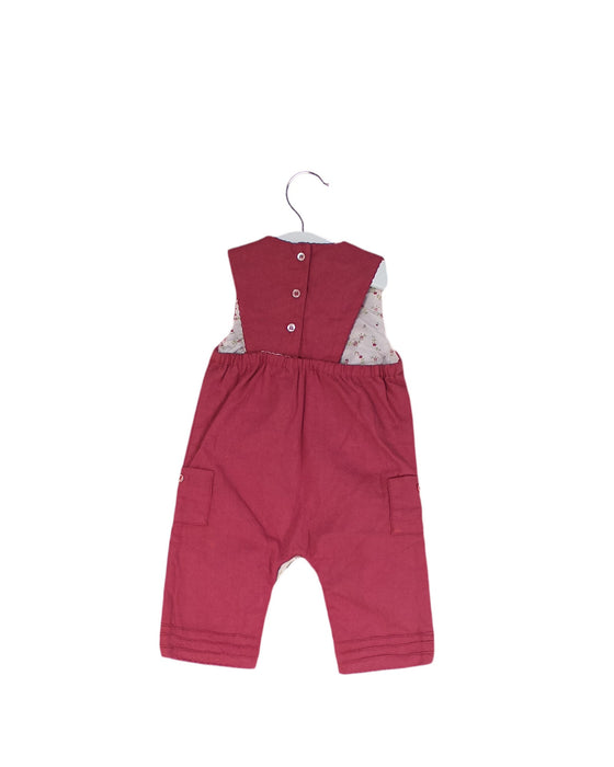 A Pink Sleeveless Jumpsuits from Jacadi in size 0-3M for girl. (Front View)