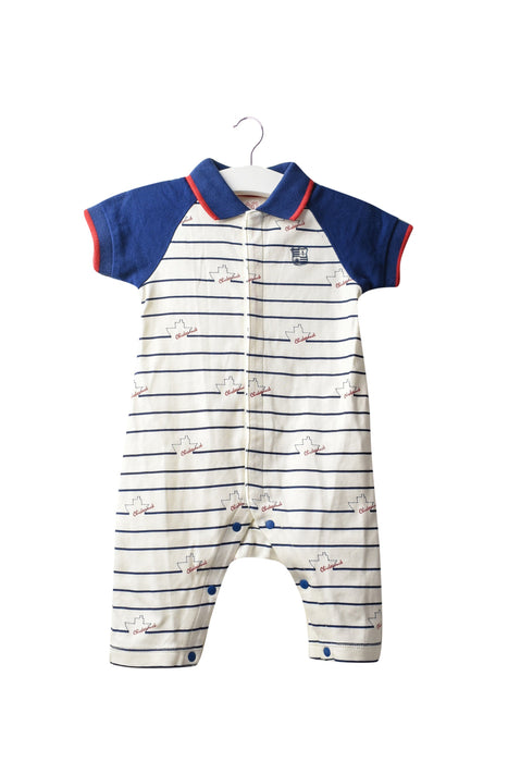 A White Short Sleeve Jumpsuits from Chickeeduck in size 0-3M for boy. (Back View)