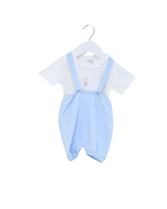 A Blue Short Sleeve Rompers from Mayoral in size 6-12M for boy. (Back View)