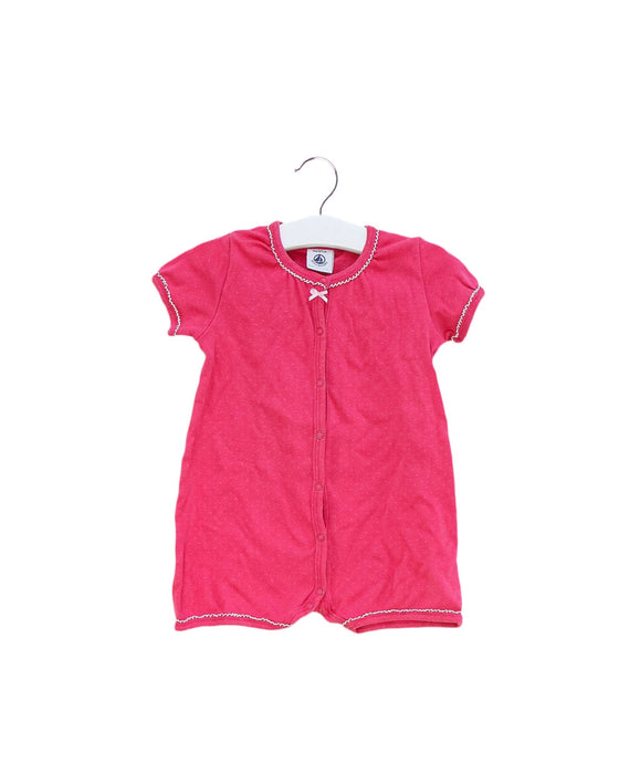 A Pink Short Sleeve Rompers from Petit Bateau in size 3-6M for girl. (Back View)