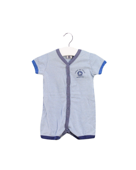 A Blue Short Sleeve Rompers from Petit Bateau in size 3-6M for boy. (Back View)