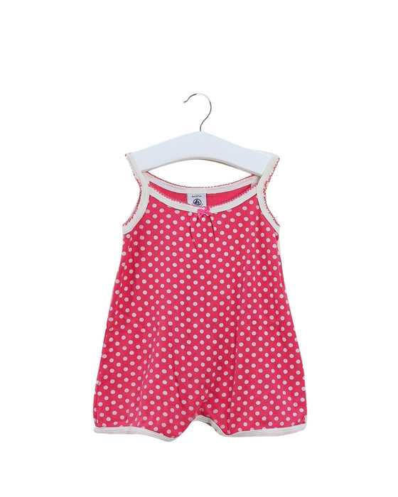 A Pink Sleeveless Rompers from Petit Bateau in size 3-6M for girl. (Back View)