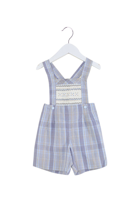 A Blue Overall Shorts from Pretty Originals in size 6-12M for girl. (Front View)