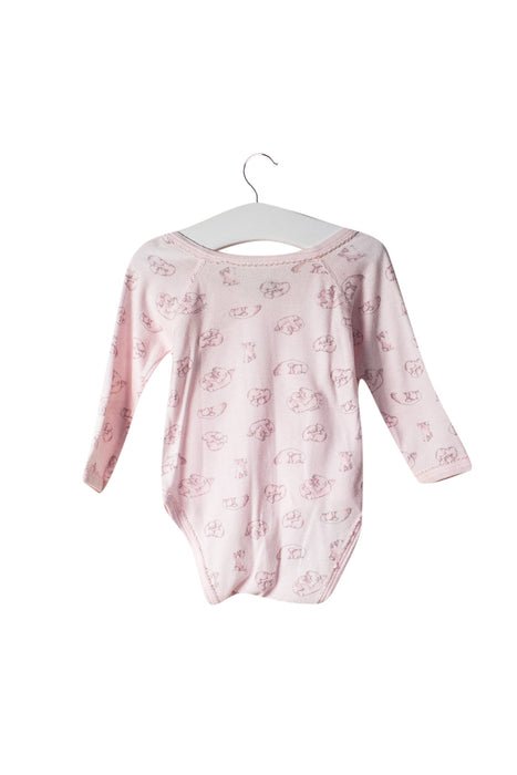 A Pink Long Sleeve Bodysuits from Petit Bateau in size 3-6M for girl. (Front View)