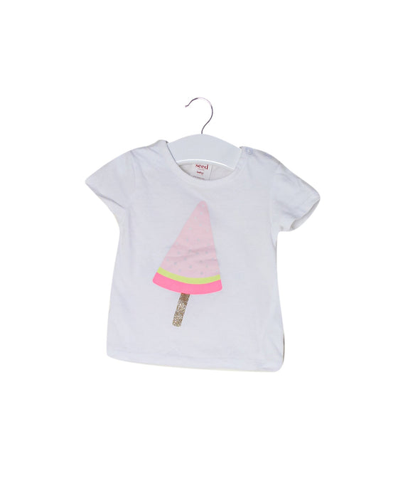 A White Short Sleeve T Shirts from Seed in size 3-6M for girl. (Back View)