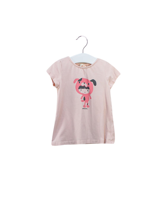 A Pink Short Sleeve T Shirts from Momonittu in size 2T for girl. (Back View)