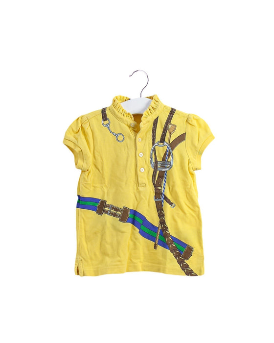 A Yellow Short Sleeve Polos from Polo Ralph Lauren in size 3T for girl. (Back View)