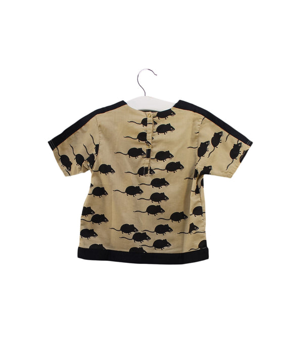 A Beige Short Sleeve Tops from Mini Rodini in size 3T for girl. (Back View)